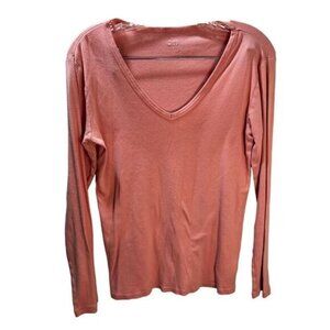 GAP V Neck Long Sleeve Solid Knit Jersey Top Medium‎